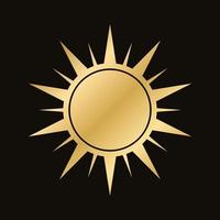 Gold boho celestial sun icon logo. Simple modern abstract design for templates, prints, web, social media posts vector