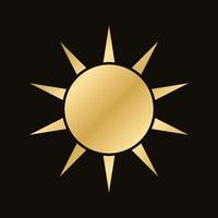 Golden celestial sun icon logo frame. Simple modern abstract design for templates, prints, web, social media posts vector