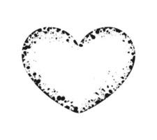 Heart shape grunge ink splatter frame. Spray graffiti stencil border template. vector