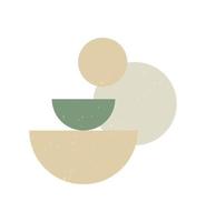 Boho style geometric design elements. Abstract shapes with texture. Modern aesthetic. Green organic wall decor, cover, print, card, branding designs. vector