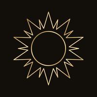 Golden celestial sun icon logo frame. Simple modern abstract design for templates, prints, web, social media posts vector