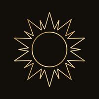 Golden celestial sun icon logo frame. Simple modern abstract design for templates, prints, web, social media posts vector