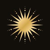 Gold boho celestial sun icon logo. Simple modern abstract design for templates, prints, web, social media posts vector