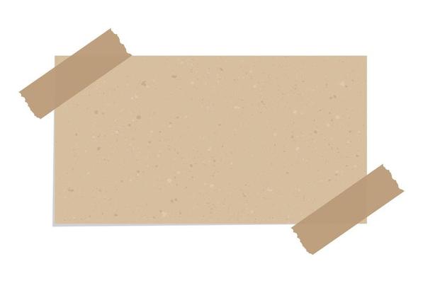 Aesthetic vintage brown paper note. Recycled memo paper with adhesive tape.