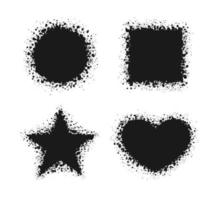 Grunge ink splatter frame set. Spray graffiti stencil border template. vector