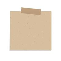 Aesthetic vintage brown paper note. Recycled memo paper with adhesive tape. vector