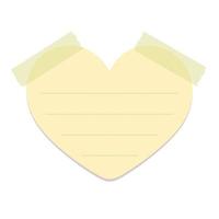 Heart shape yellow sticky note illustration. Valentines day memo paper template mockup. vector