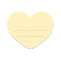 Heart shape yellow sticky note illustration. Valentines day memo paper template mockup. vector