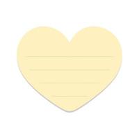 Heart shape yellow sticky note illustration. Valentines day memo paper template mockup. vector