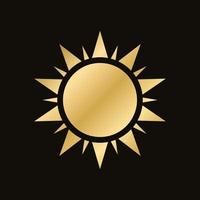 Golden celestial sun icon logo. Simple modern abstract design for templates, prints, web, social media posts vector