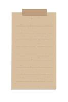 Aesthetic vintage brown paper note. Recycled memo paper with adhesive tape. vector