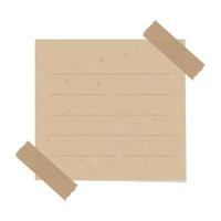 Aesthetic vintage brown paper note. Recycled memo paper with adhesive tape. vector