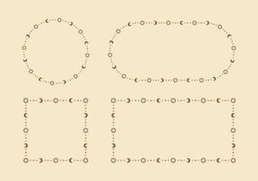 místico celestial marco con sol, estrellas, Luna etapas, medias lunas y Copiar espacio. florido bohemio mágico antecedentes recopilación. vector