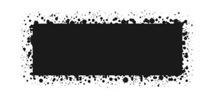 Rectangle grunge ink splatter frame. Spray graffiti stencil border template. vector