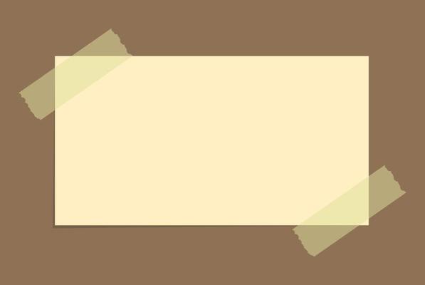 Yellow sticky note vector illustration template. Taped office memo paper mockup