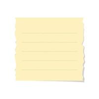 Torn yellow sticky note vector illustration. Ripped square office memo paper template.