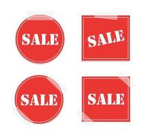 Red sale tags vector illustration set. Taped sale paper note memo. Price and discount label stickers.