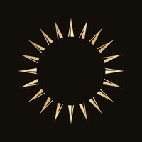 Golden celestial sun rays frame. Simple modern abstract design for templates, prints, web, social media posts vector