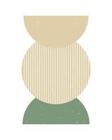 Boho style geometric design elements. Abstract shapes with texture. Modern aesthetic. Green organic wall decor, cover, print, card, branding designs. vector