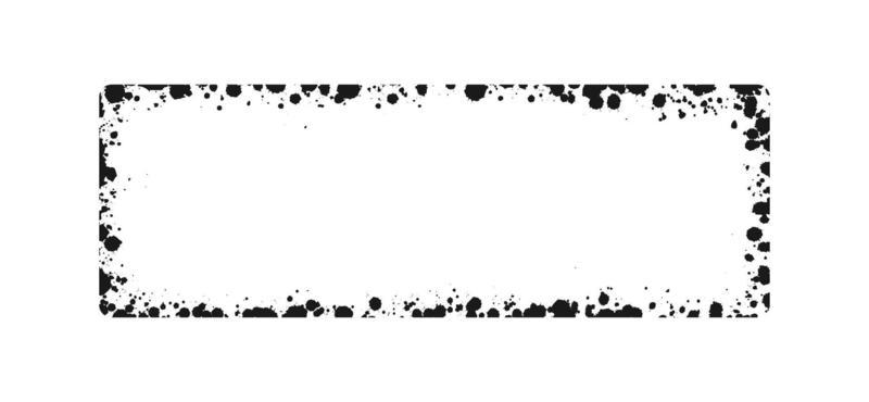 Rectangle grunge ink splatter frame. Spray graffiti stencil border template.