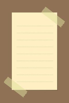 Vertical yellow sticky note illustration. Taped office memo paper template.