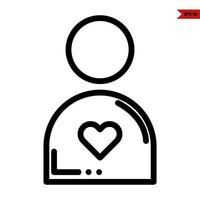 Heart in person line icon vector