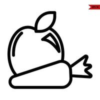 apple with carrot line icon vector