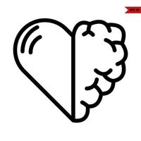 heart with brain line icon vector