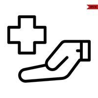 Medicine in over hand line icon vector