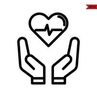 Heartbeat in over hand line icon vector