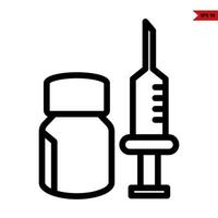 Bottle drug with injection line icon vector