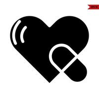 heart with drug glyph icon vector