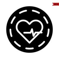 beat in heart in button glyph icon vector