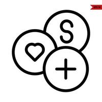 medicine , heart with money in button line icon vector