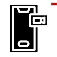 mobile phone with camera video in button glyph icon vector