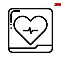 Heartbeat in frame line icon vector