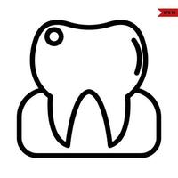 icono de línea de diente vector