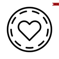heart in button line icon vector