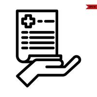 medicine in paper document in over hand line icon vector