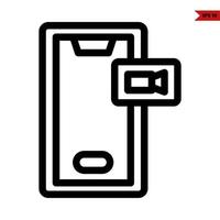 mobile phone with camera video in button line icon vector