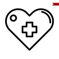 medicina en corazón línea icono vector