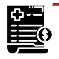 medicine in paper document with money in button glyph icon vector