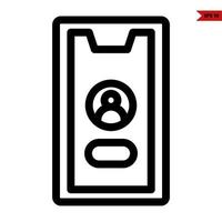 person in button with in screen mobile phone line icon vector