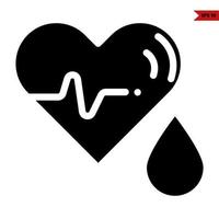 heart beat with blood glyph icon vector