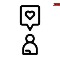 heart in speech bubble with person line icon vector