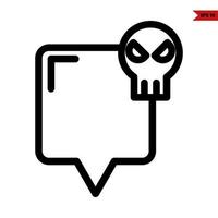 speech bubble with skull line icon vector