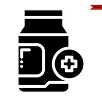 bottle drug with plus in button glyph icon vector