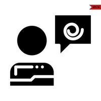 crossing out  in speech bubble with person glyph icon vector