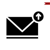 mail and arrow in button glyph icon vector