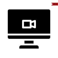 camera video in monitor computer glyph icon vector